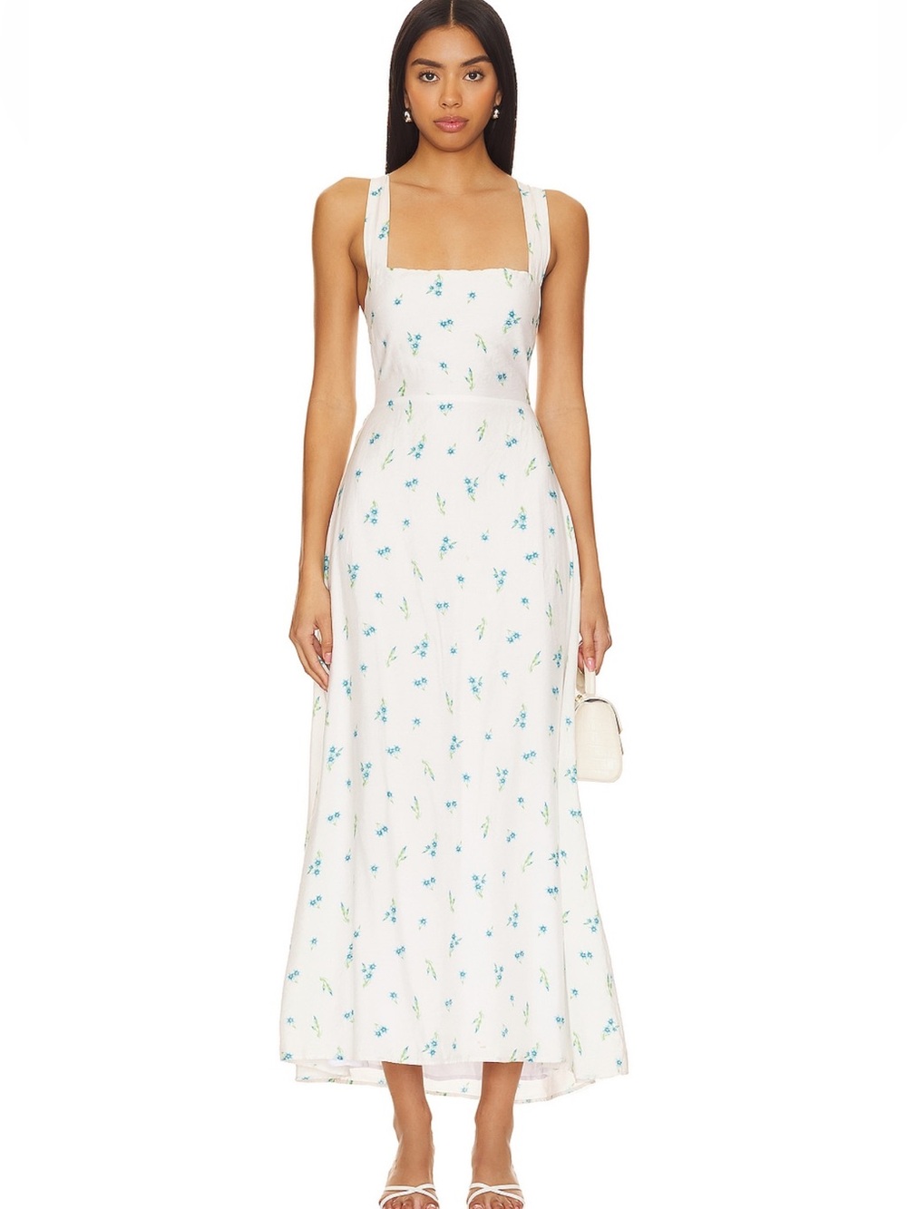White Floral Square-Neck Maxi Dress. Show me your MUMU.